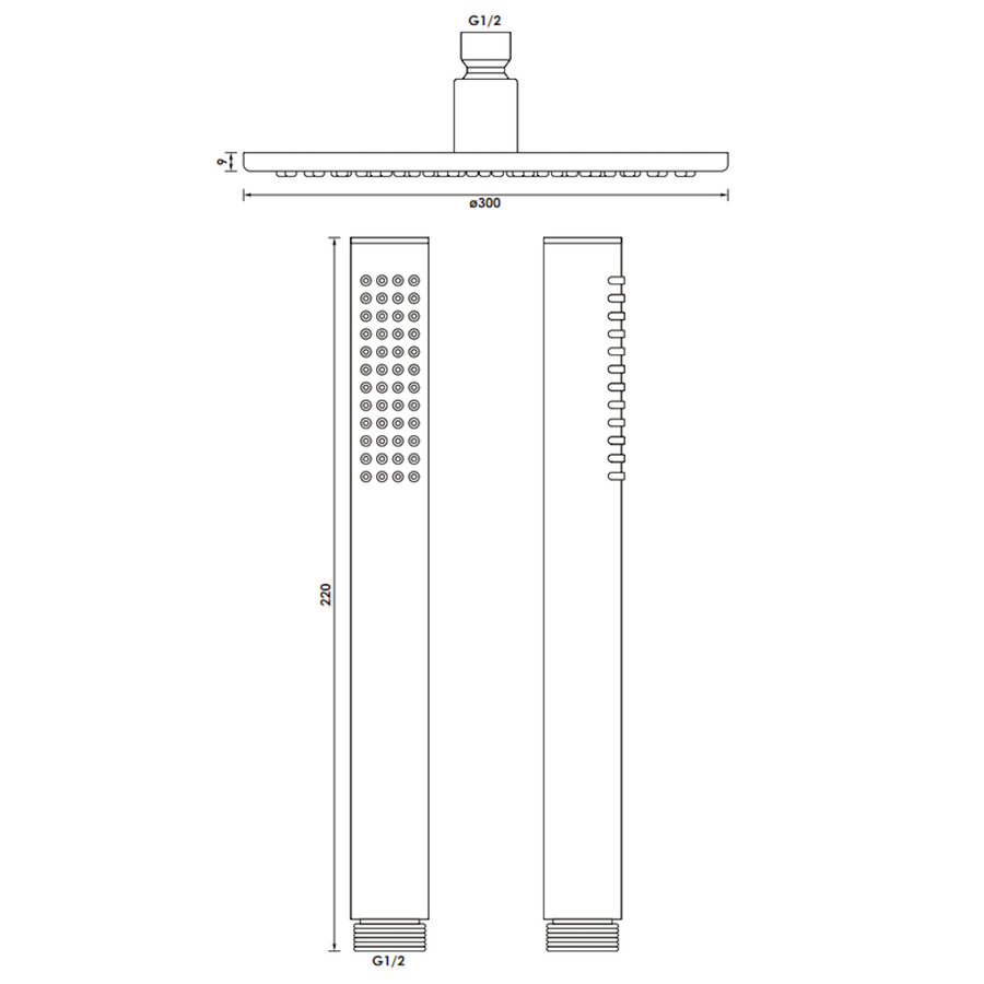 Regendoucheset Opbouw Brauer Gold Edition 30 cm Thermostatisch met Staaf Handdouche Geborsteld Goud