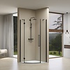 van Rijn Douchecabine Van Rijn ST05 Kwartrond Aluminium 90x200 cm 8 mm Helder Glas Zwart