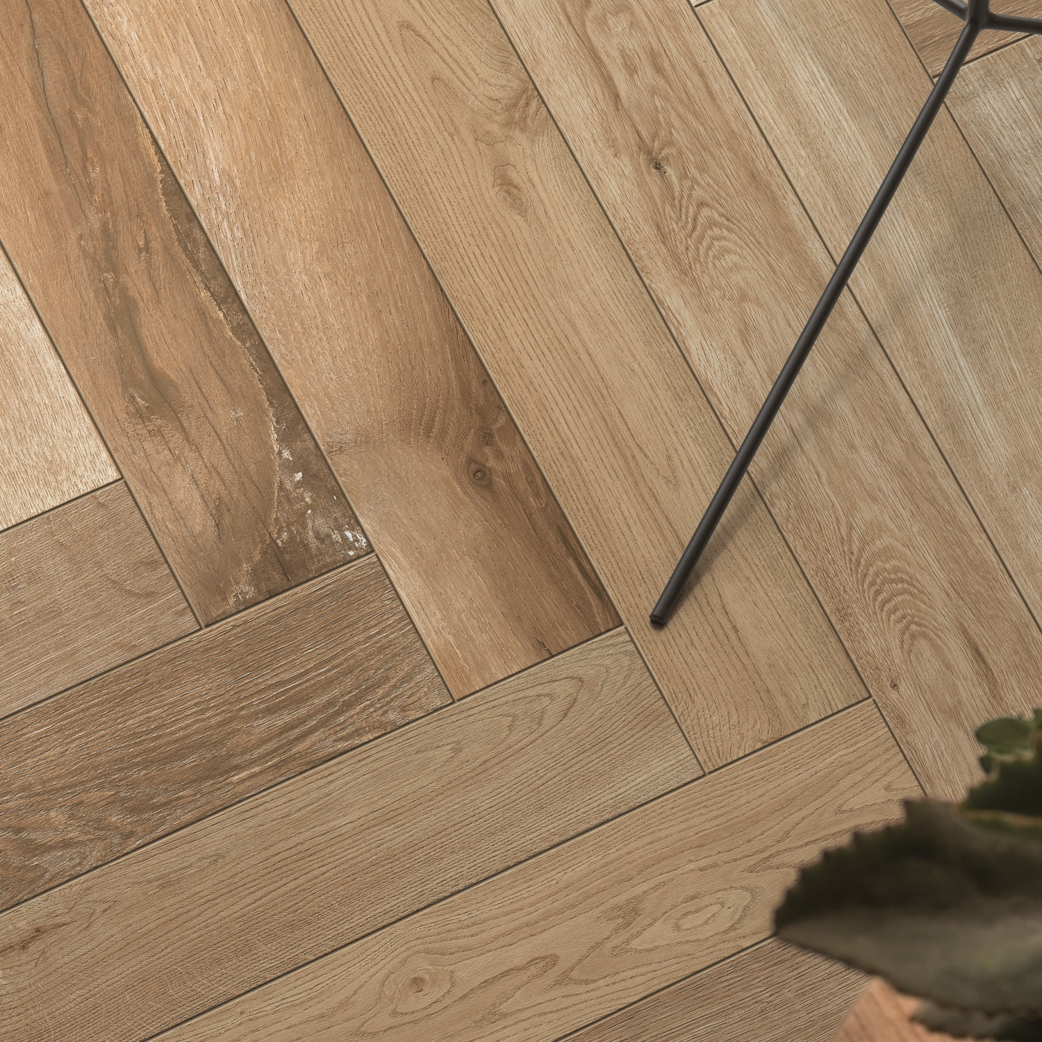 Vloertegel Mara Treverk Fusion M005 Visgraat Neutral 10x70 cm Flamina