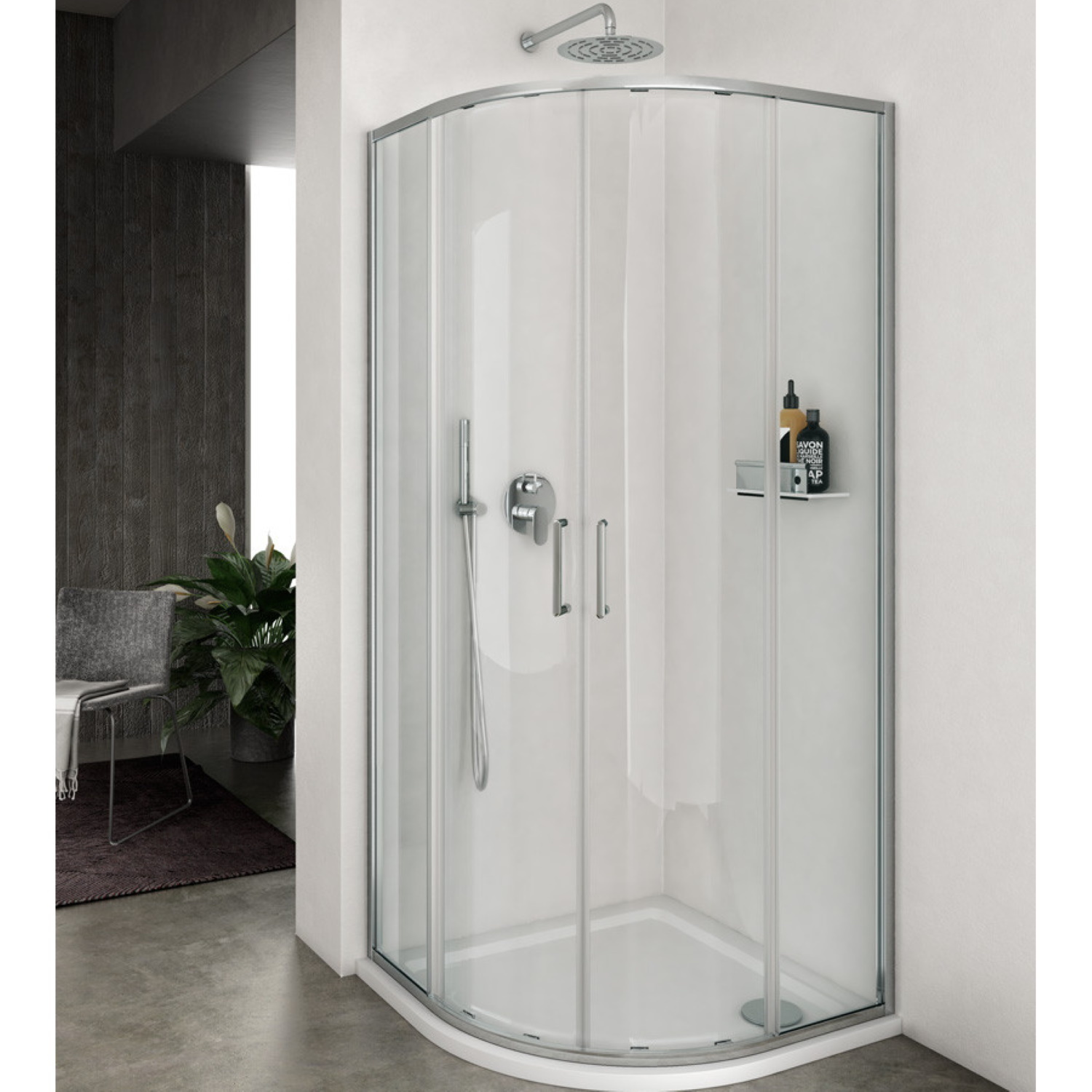Lacus Douchecabine Vulcano Evo Kwartrond Helder Glas Aluminium Profiel Chroom - Douchecabine Vulcano Evo Kwartrond 75x75x200 cm Helder Glas Aluminium