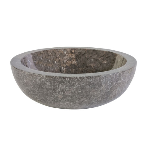 Waskom AQS Stone Rond 35x35x12 cm Gepolijst Natuursteen Grijs Marmer 