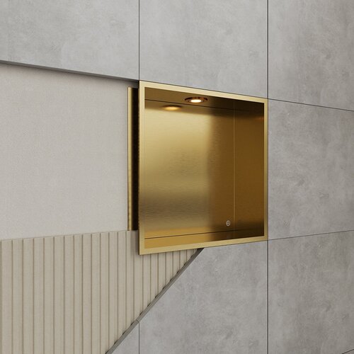 Inbouwnis BWS Alfie 30x30 cm Met LED Verlichting Geborsteld Goud 