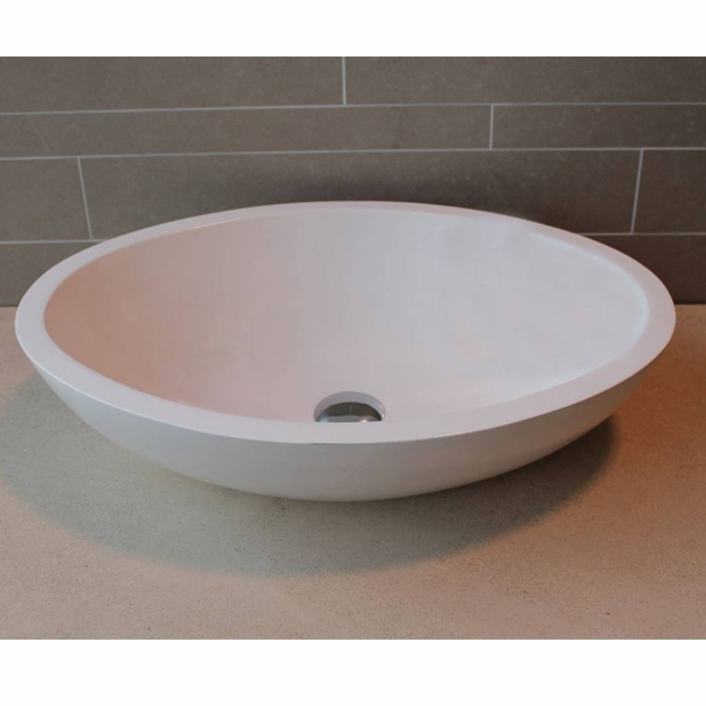Waskom Luca Sanitair Ovaal 57x40x14 cm Solid Surface 25 mm Dik Mat Wit Luca Sanitair