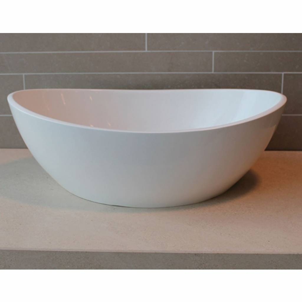 Waskom Luca Sanitair Ovaal 55x34x17 cm Mineral Stone 12 mm Dik Glans Wit Luca Sanitair