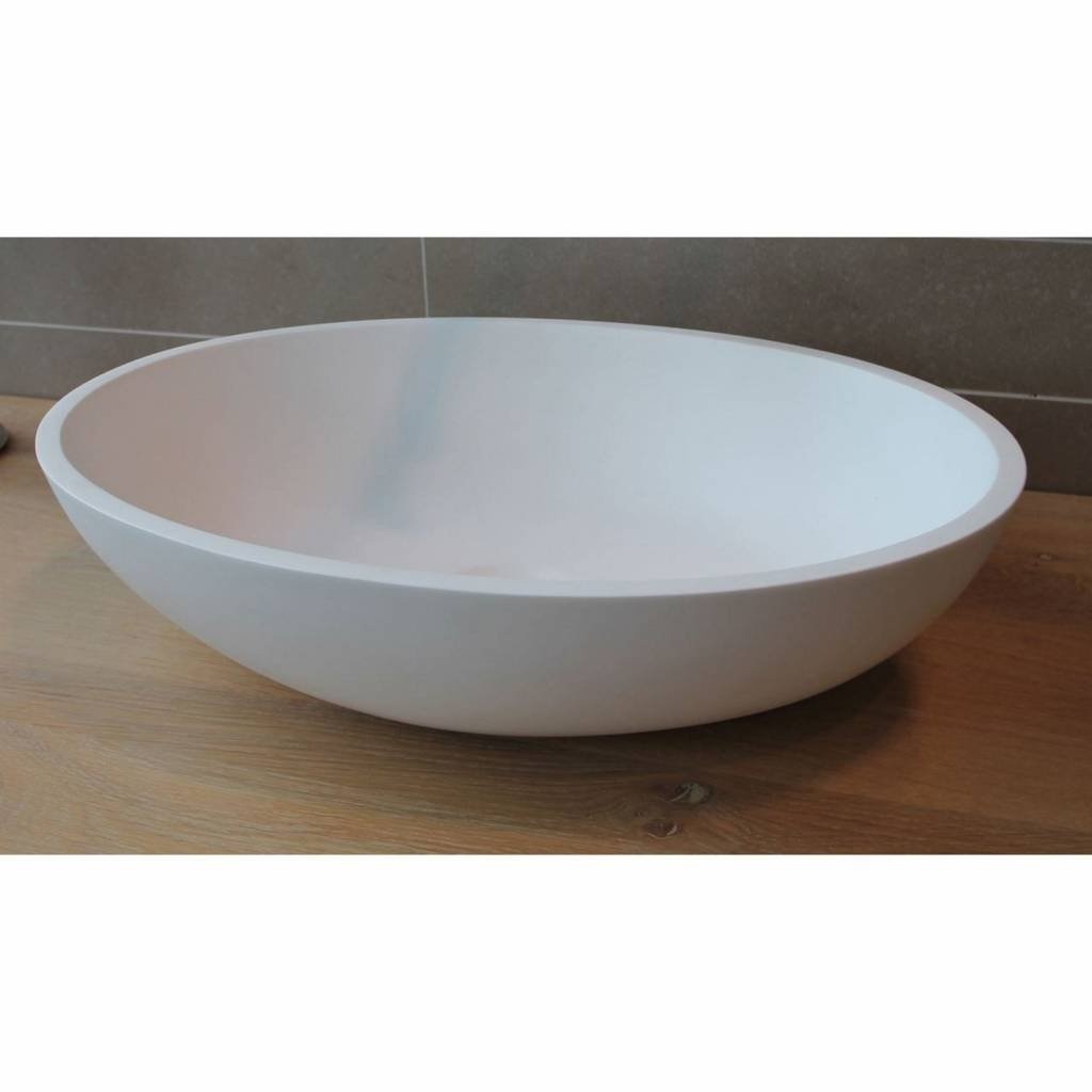 Waskom Luca Sanitair Ovaal 48x32x12 cm Solid Surface 8 mm Dik Mat Wit Luca Sanitair