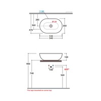 Waskom Luca Sanitair Blobo 54x37x16cm Opzet Wastafel (Zonder kraangat) Wit