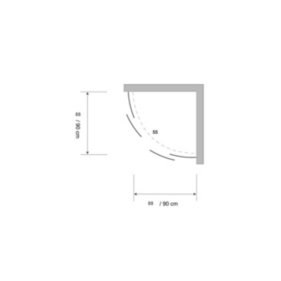 Douchecabine Plieger Economy Kwartrond 2.2mm Acryl 88/92x185cm Wit