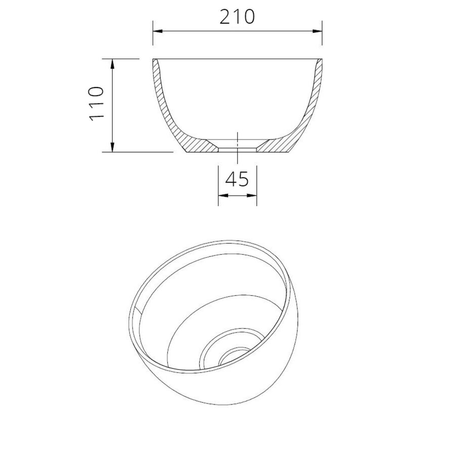 Waskom Aquasplash Aloni Solid Surface Rond 21 cm Mat Wit