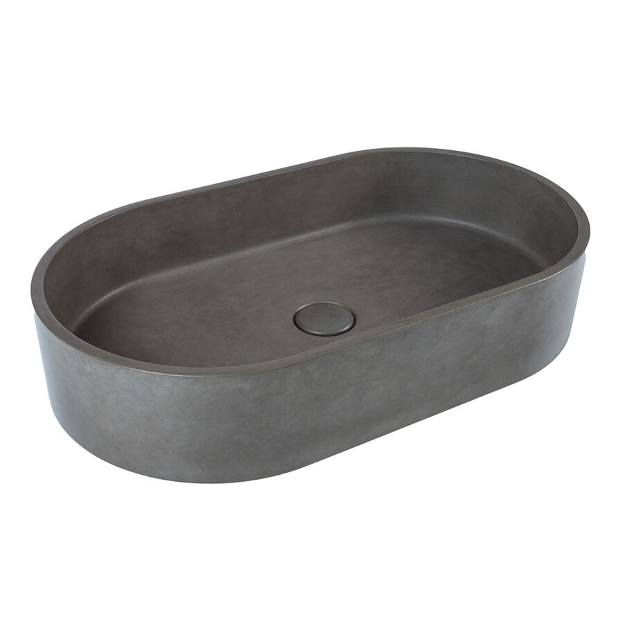 Waskom Cipi Beton Zero 60x35x12cm Ovaal Mat Beton Grijs
