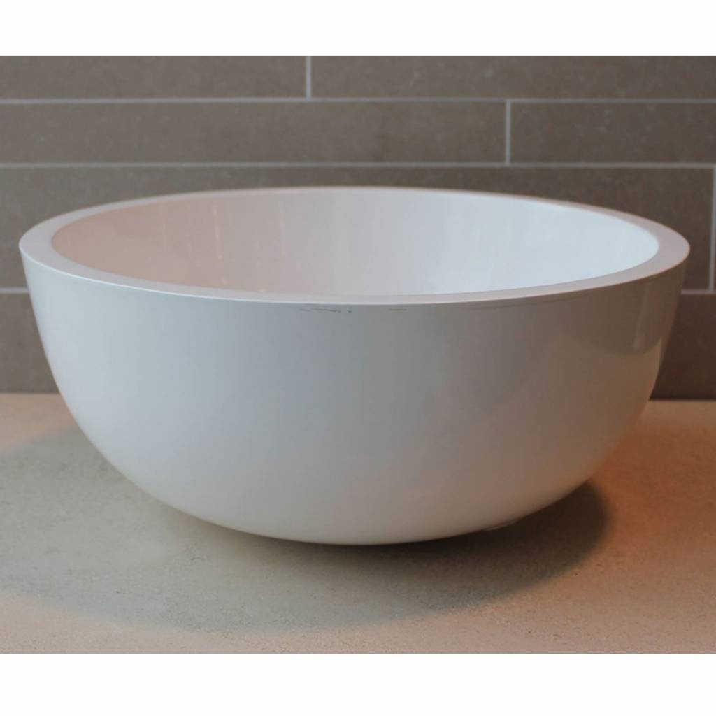 Waskom Luca Sanitair Rond 39x39x17 cm Solid Surface 8 mm Dik Mat Wit Luca Sanitair
