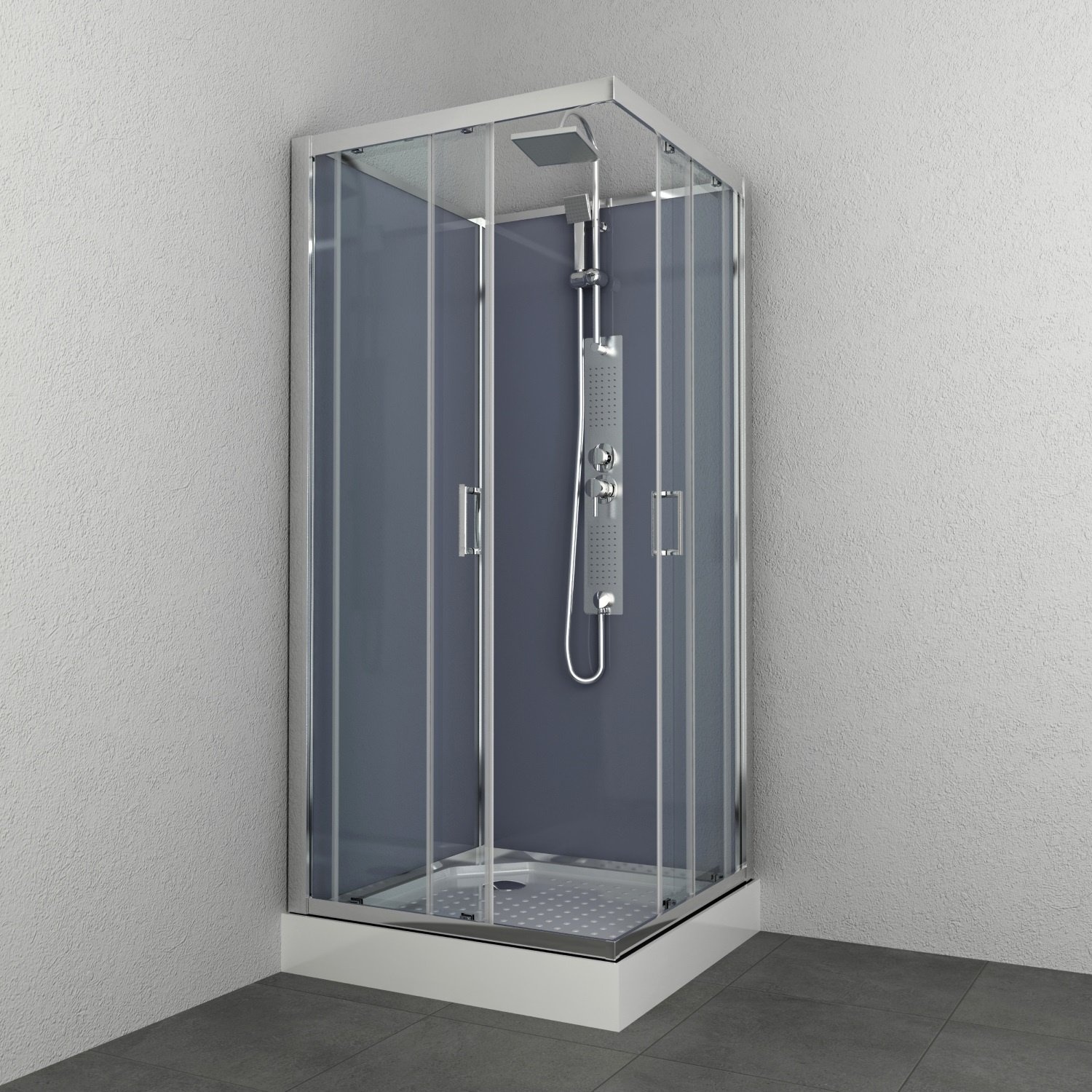 Douchecabine Allibert Everest 225x90x90 cm Vierkant Hoekinstap Schuifdeuren 4 mm Helder Glas Alliber