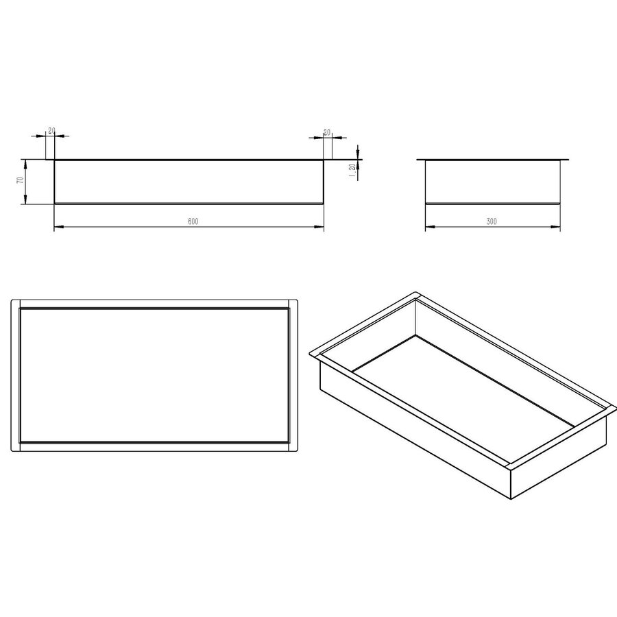 Inbouwnis Wiesbaden 30x60x7 cm Geborsteld Messing Goud