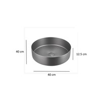 Waskom Sanilux Inclusief Click Waste Gun Metal Geborsteld Rond 40 cm