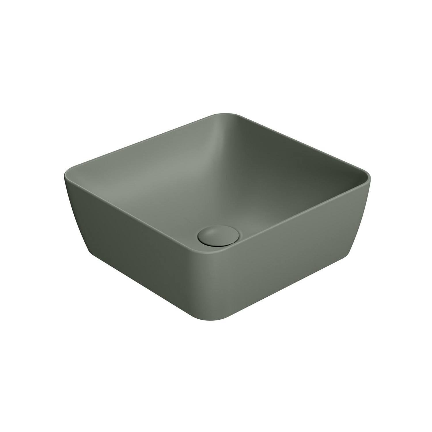 Waskom Sapho Sand Vierkant 38x14 cm Keramiek Mat Legergroen Sapho
