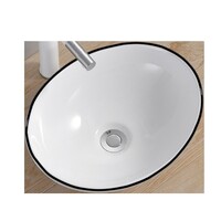 Opbouw Waskom Boss & Wessing Queen 40x33x15 cm Glanzend Wit met Zwarte Lijn