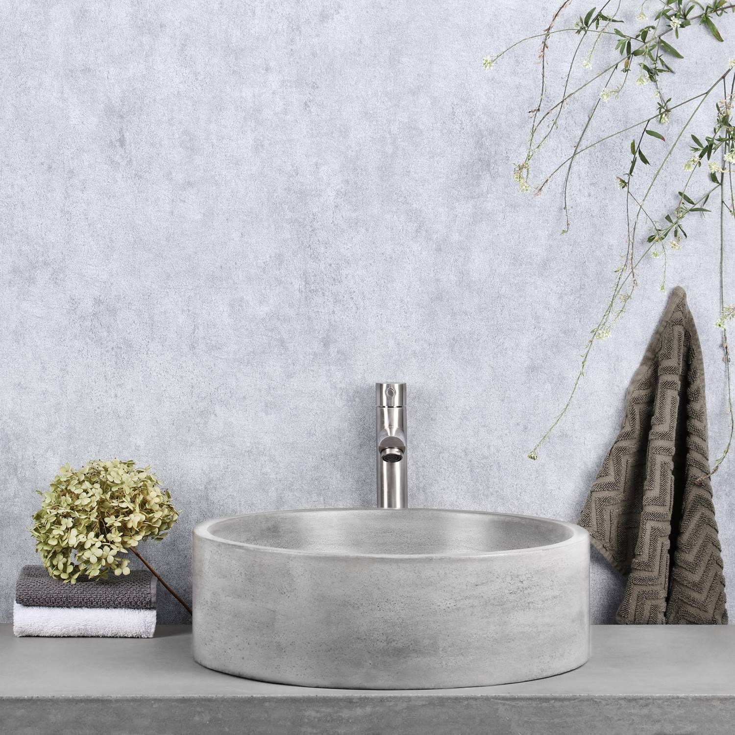 Waskom Differnz Marba Rond 42x42x13 cm Beton Licht Differnz