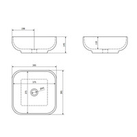 Waskom Opbouw Sapho Prata Vierkant 39.5x14.5 cm Keramiek Wit