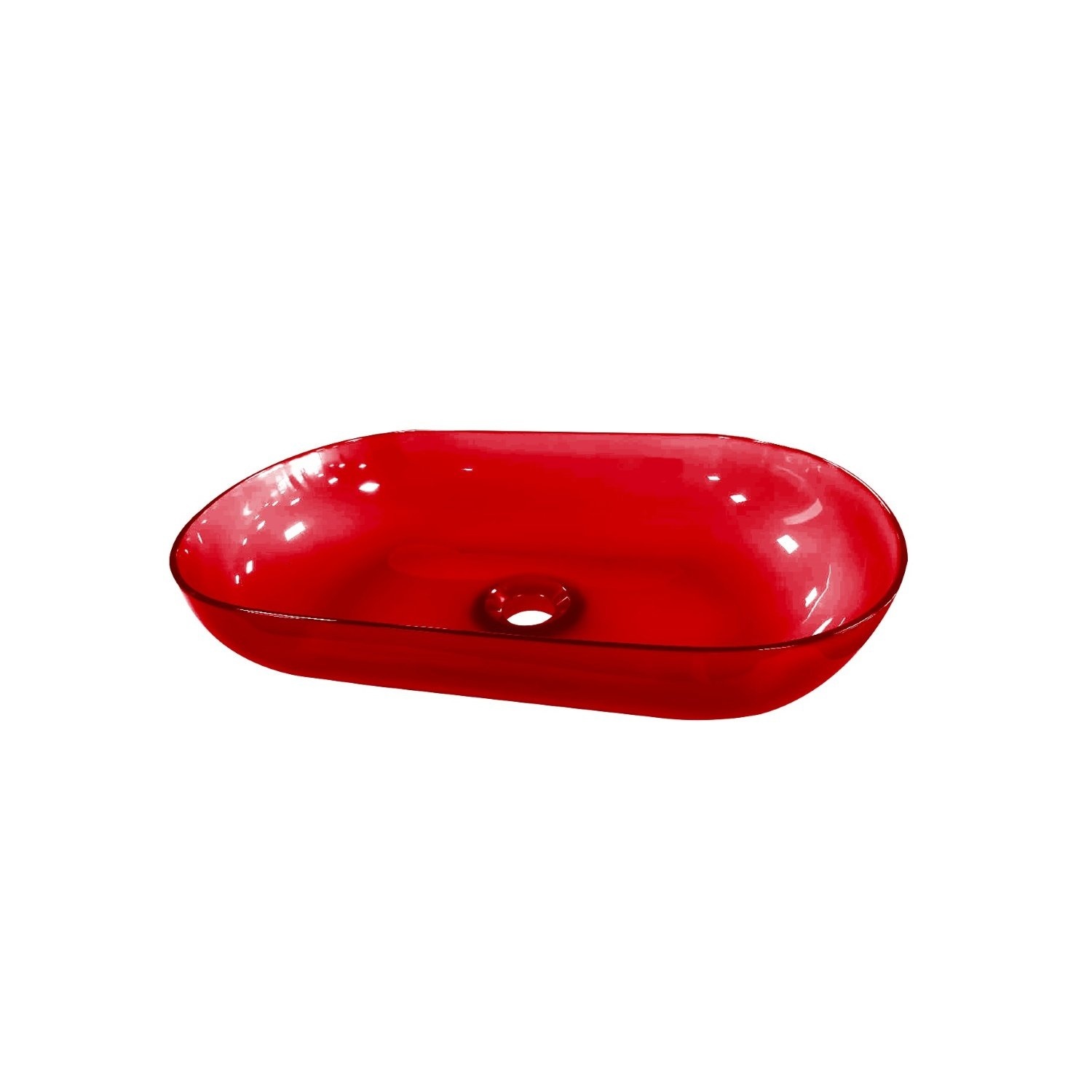 Best Design Waskom Opbouw 54x34x12 cm Resin Transparant Rood