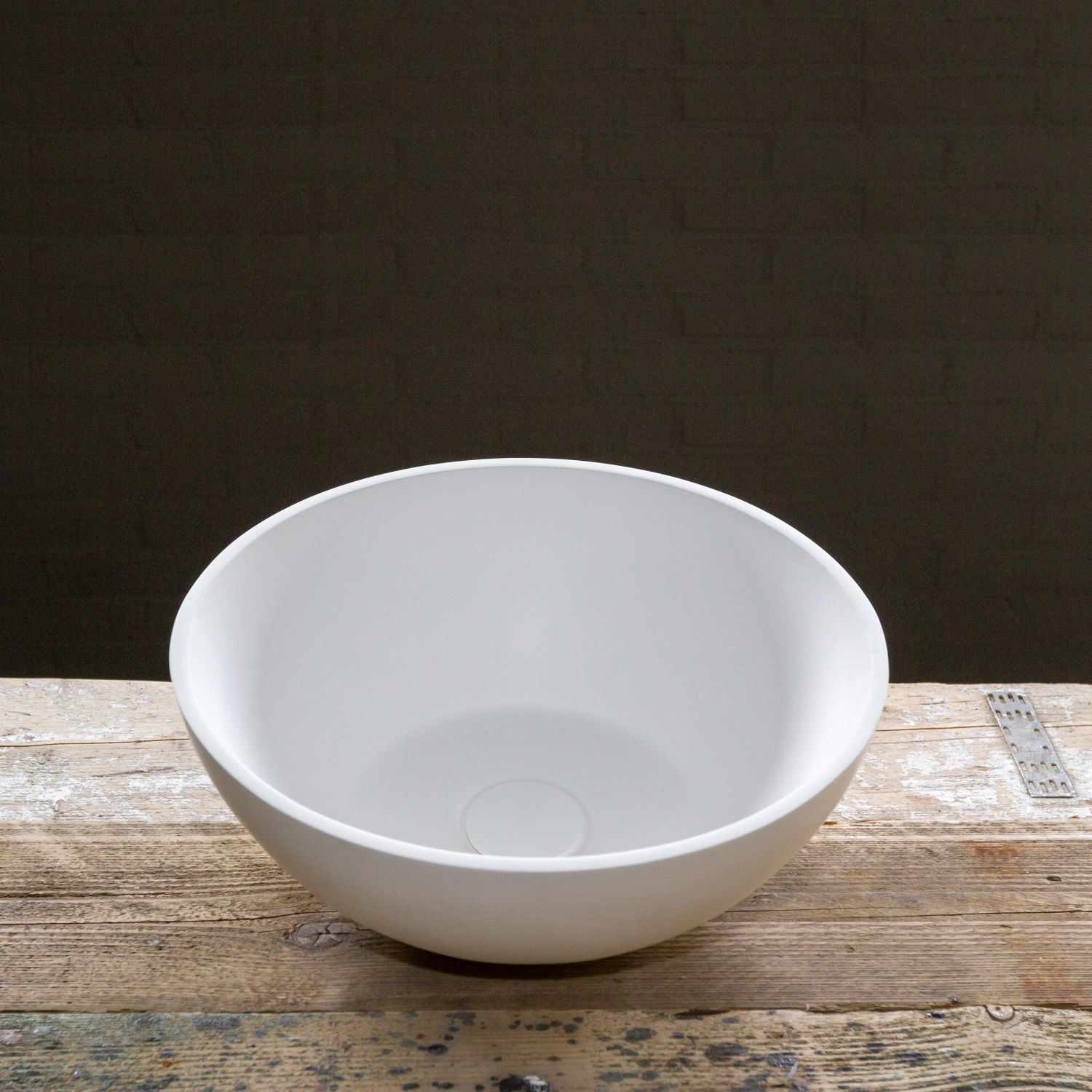 Waskom Opbouw Crosstone Solid Surface 38x14 cm Rond Mat Wit Aqua Splash