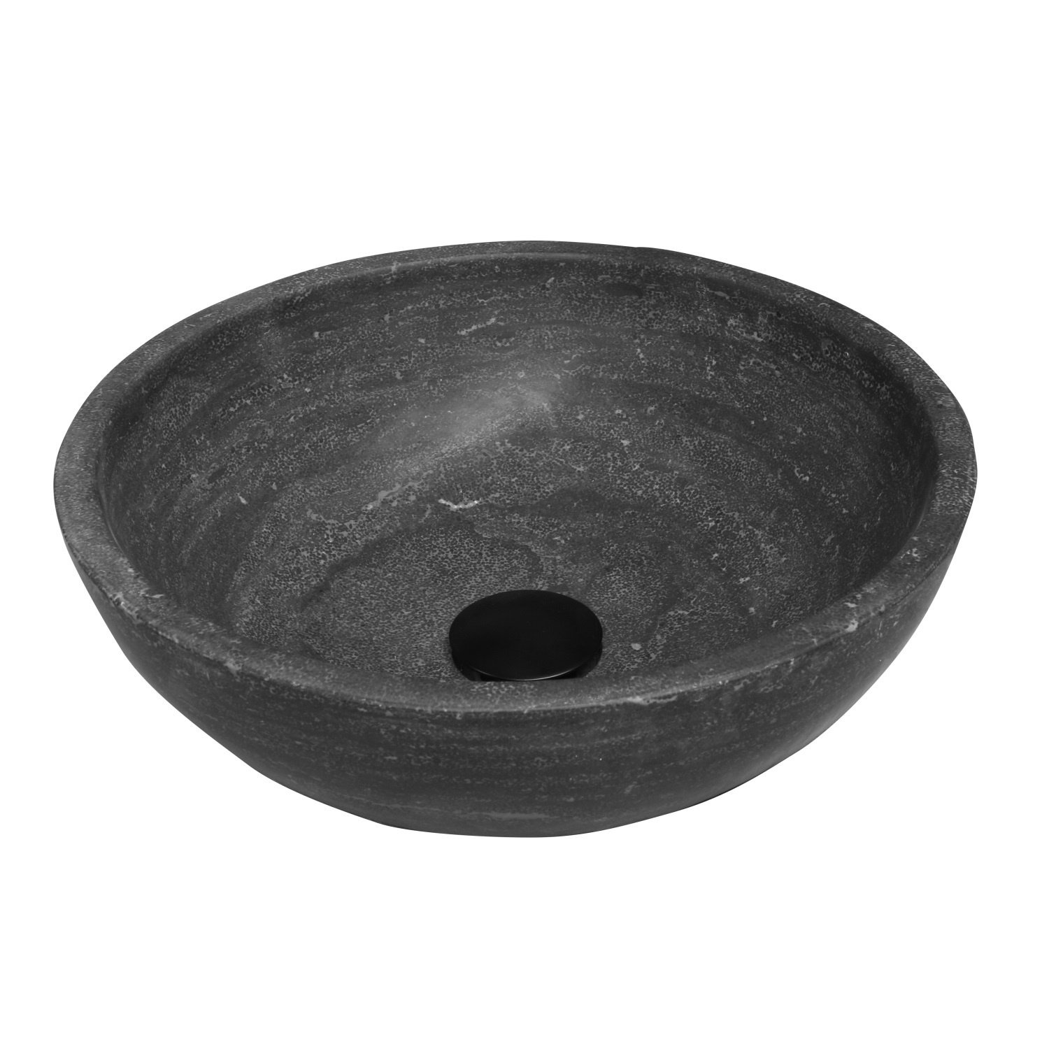Waskom Aquasplash Salt 40 cm Rond Hardsteen Zwart Aquasplash