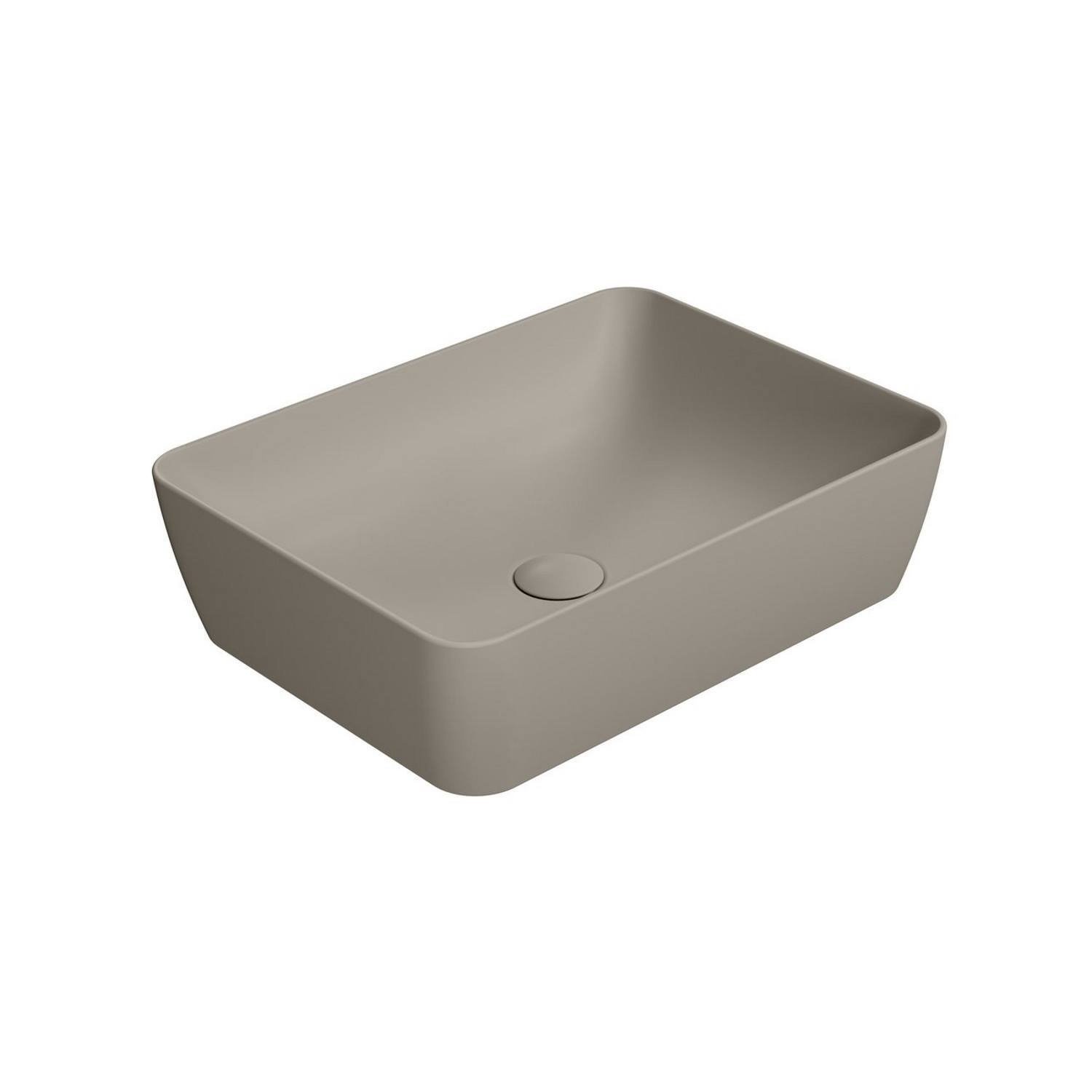 Waskom Sapho Sand Rechthoek 50x38x14 cm Keramiek Mat Bruin Sapho