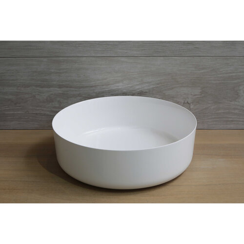 Waskom Opbouw Rond Luca Sanitair 42x42x13,5 cm Mineraalsteen Glans Wit 