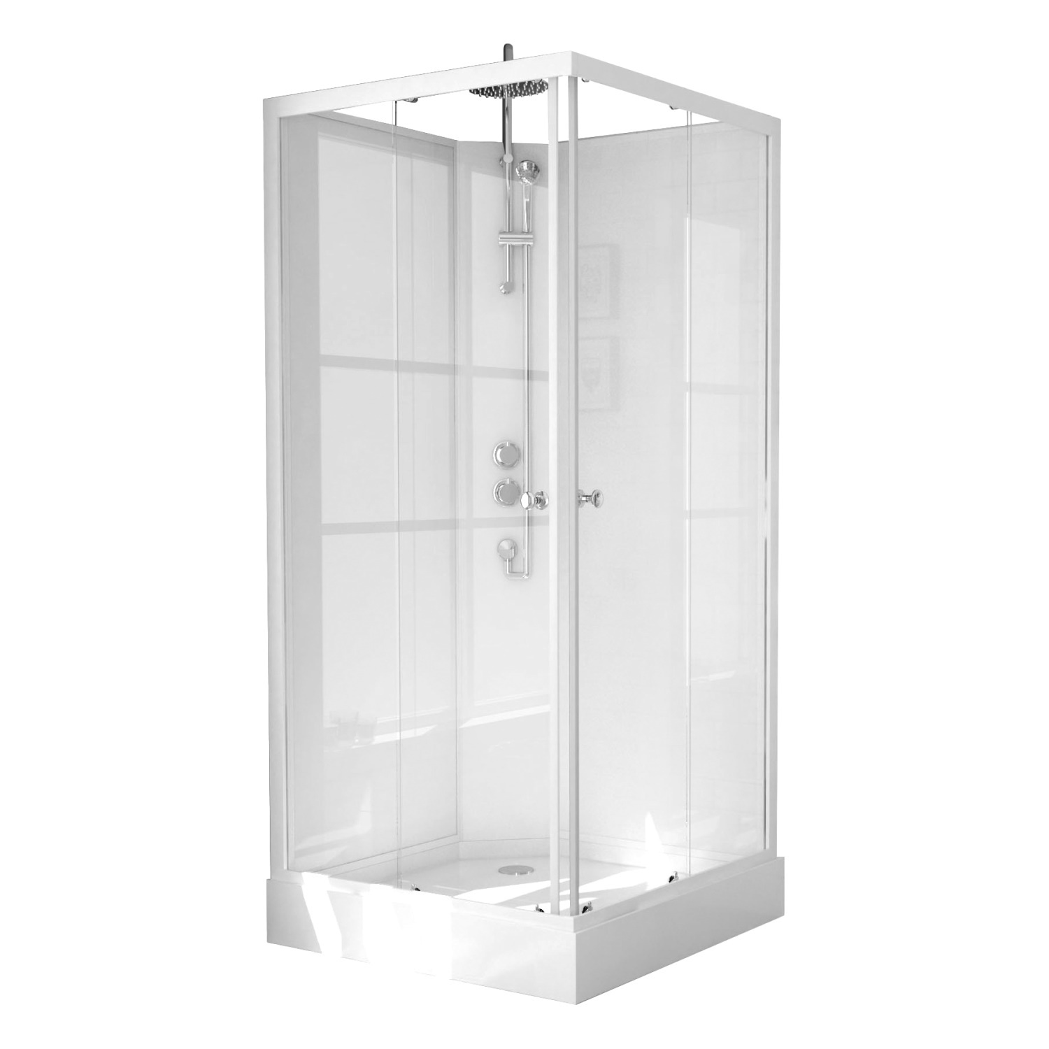 Complete Douchecabine VM Khone III 80x80x220 cm Hoekinstap Mat Wit Van Marcke
