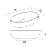 Waskom Riho Escala Opbouw Ovaal 55x32 cm Mat Wit
