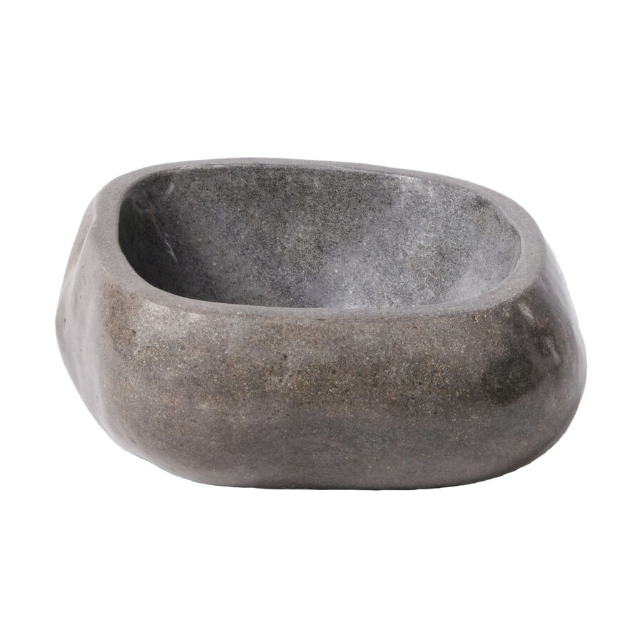 Waskom BWS Stone Rond 30-35x15x1,5 cm Gepolijst Riviersteen Grijs