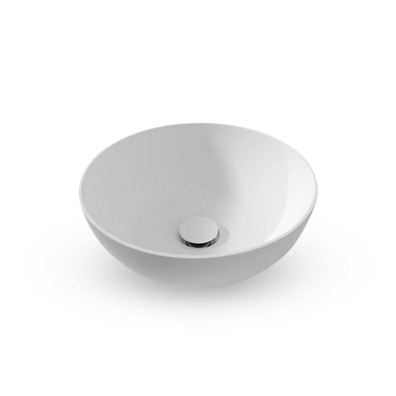Waskom Opbouw EH Design Cossato 390x390x145 mm Rond Thin Edge Solid Surface Mat Wit EH Design