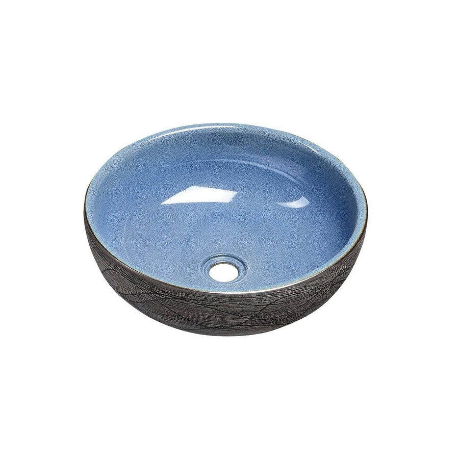Waskom Sapho Priori Rond 41x15 cm Keramiek Decor Blauw / Grijs