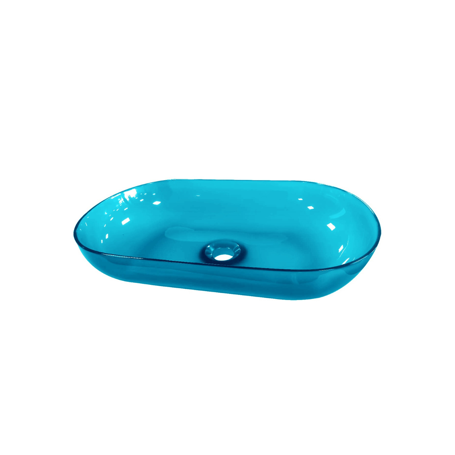 Best Design Waskom Opbouw 54x34x12 cm Resin Transparant Blauw