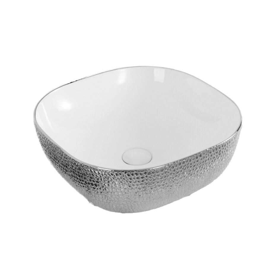 Waskom Best Design Royal Zilver Opbouw Keramiek 42.5x14.5 cm Zilver