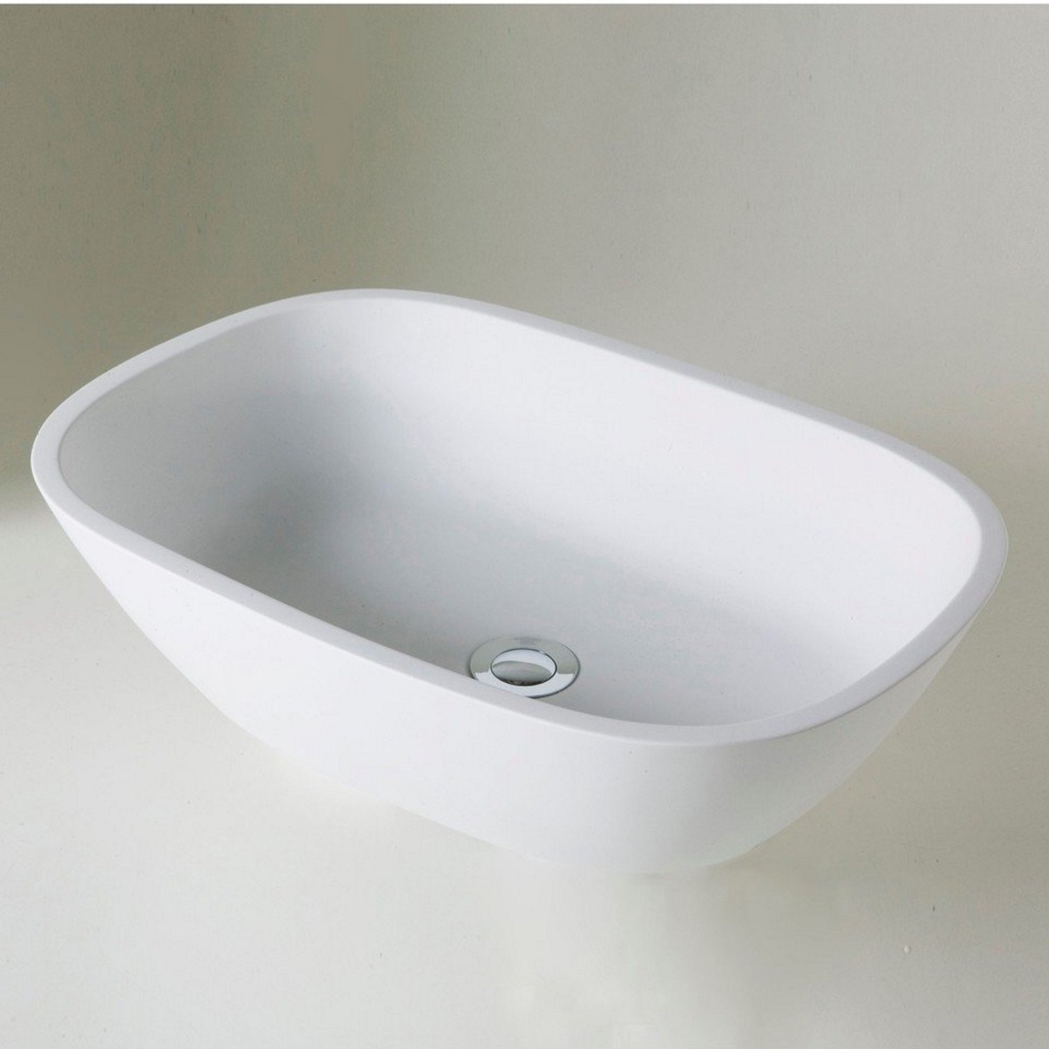Waskom Opbouw Crosstone Solid Surface 53x36x13 cm Mat Wit Aqua Splash