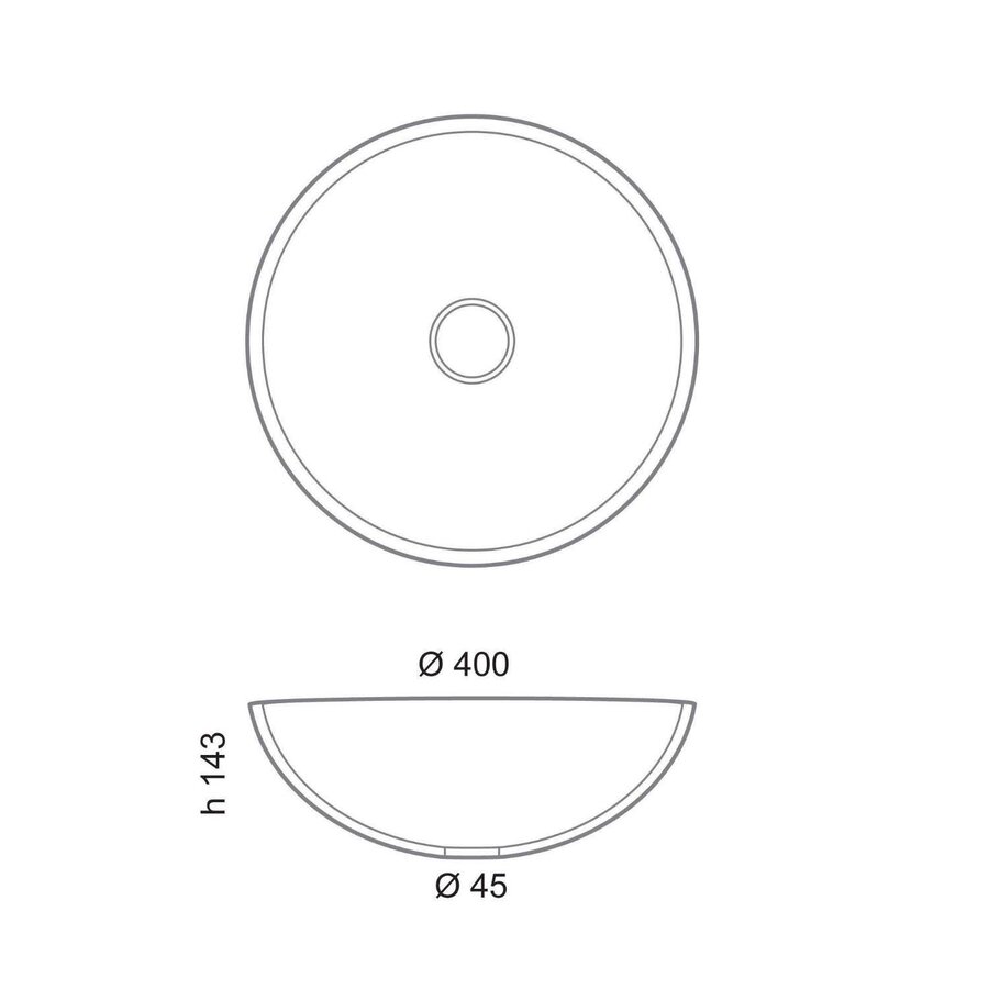 Waskom Sapho Murano Linea Rond 40x14 cm Glas Zwart / Wit