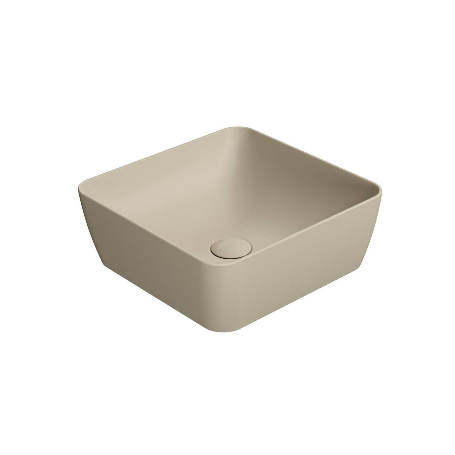 Waskom Sapho Sand Vierkant 38x14 cm Keramiek Mat Beige Sapho