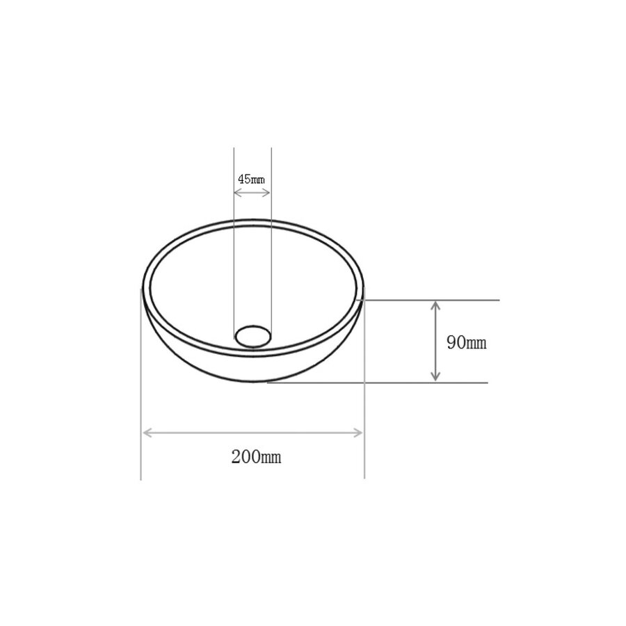 Waskom Boss & Wessing Opbouw Rond Keramiek 20x9cm Wit