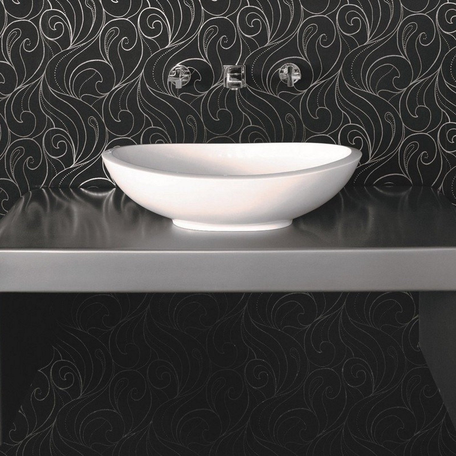 Waskom Opbouw Crosstone Solid Surface 61x36x17 cm Mat Wit Aqua Splash