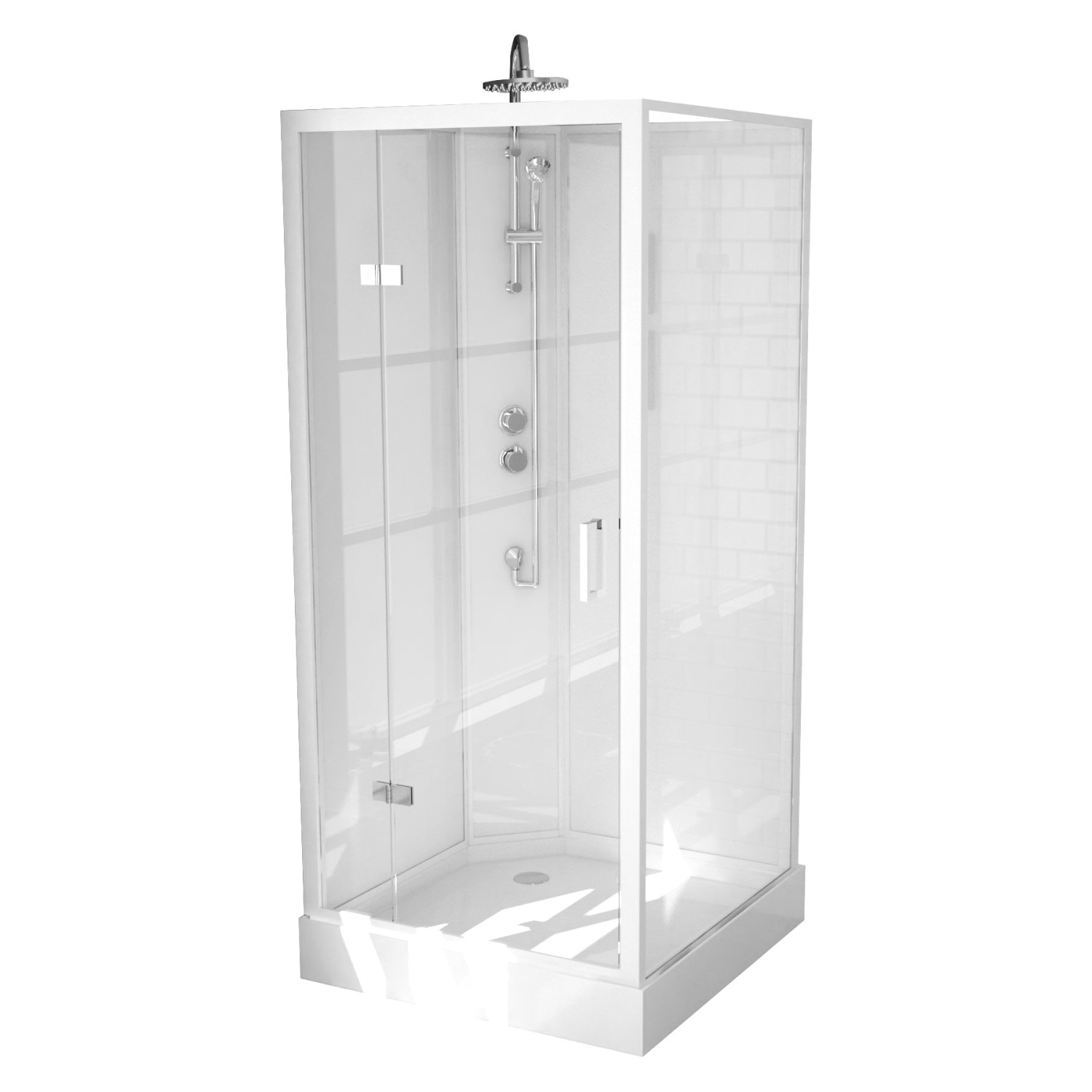 Complete Douchecabine VM Khone V Met Draaideur 90x90x222 cm Mat Wit Van Marcke