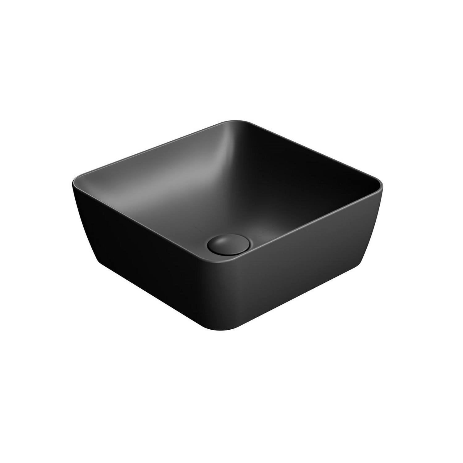 Waskom Sapho Sand Vierkant 38x14 cm Keramiek Mat Zwart Sapho