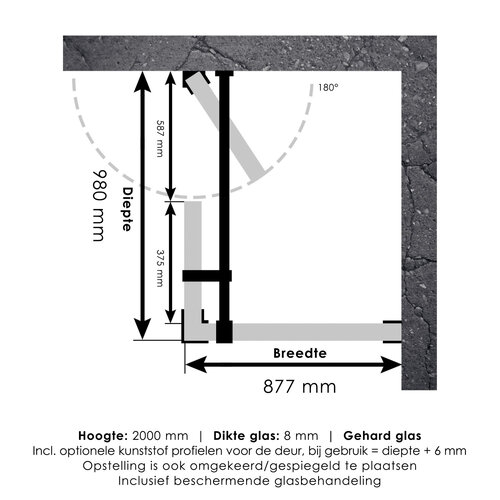 Douchecabine Compleet Just Creating Profielloos 3-Delig 90x100 cm Goud 