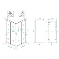 Douchecabine Wiesbaden Skyline Hoekinstap + 2 Schuifdeuren 90x90x200 cm 8mm Helder Glas NANO Coating Mat Zwart