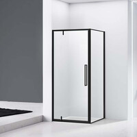 Douchecabine Van Rijn ST04 Hoekcabine 6 mm Helder Glas incl. Glasbehandeling Omkeerbaar 100x100x200 cm Mat Zwart