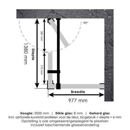 Douchecabine Compleet Just Creating Profielloos 3-Delig 100x140 cm Goud 