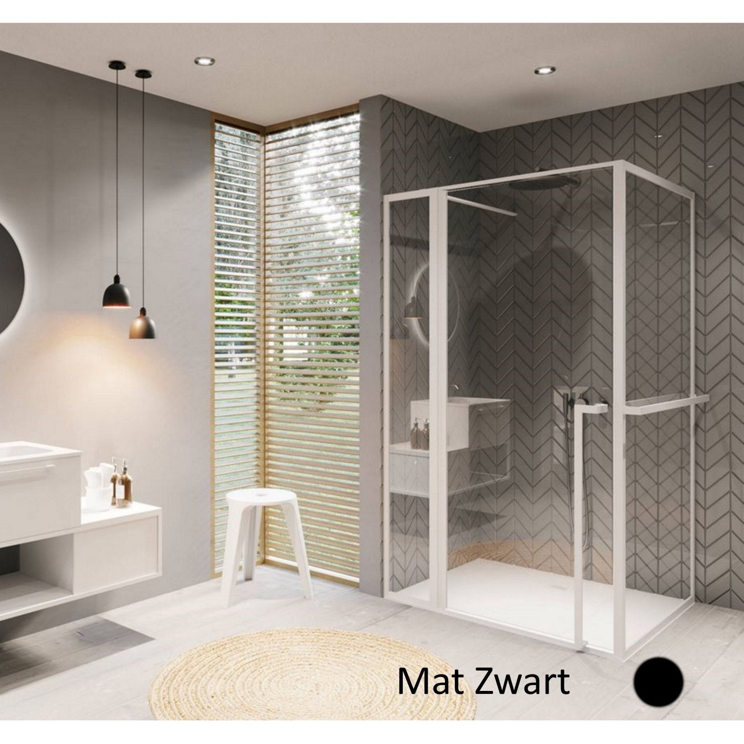 Douchecabine Riho Lucid XL GD203 Omkeerbaar Verstelbaar Aluminium 200x120x90 cm Mat Zwart Riho