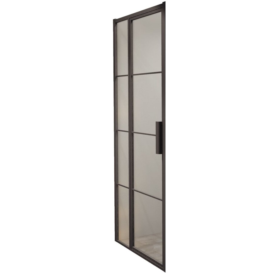 Aquasplash Douchecabine Deur Frame met Vast Paneel 79x200 cm 8 mm NANO Glas Mat Zwart Raster