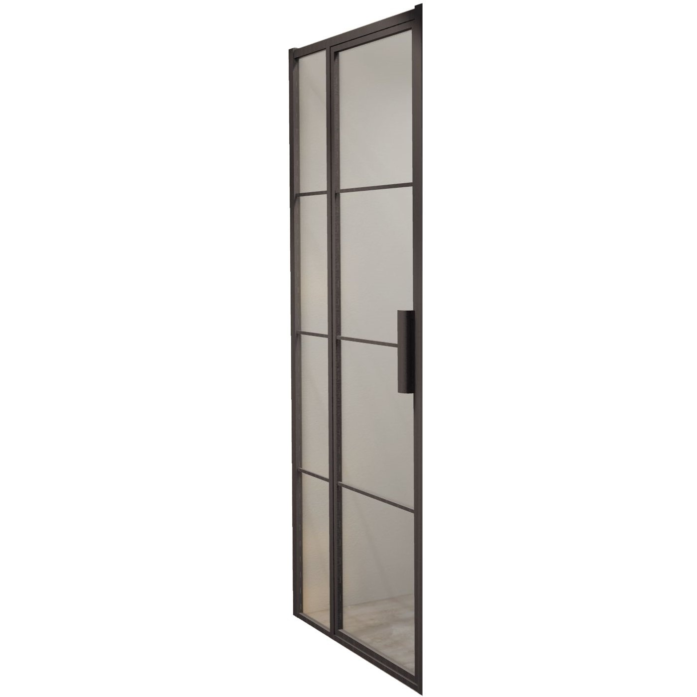Aquasplash Douchecabine Deur Frame met Vast Paneel 79x200 cm 8 mm NANO Glas Mat Zwart Raster Aquasplash
