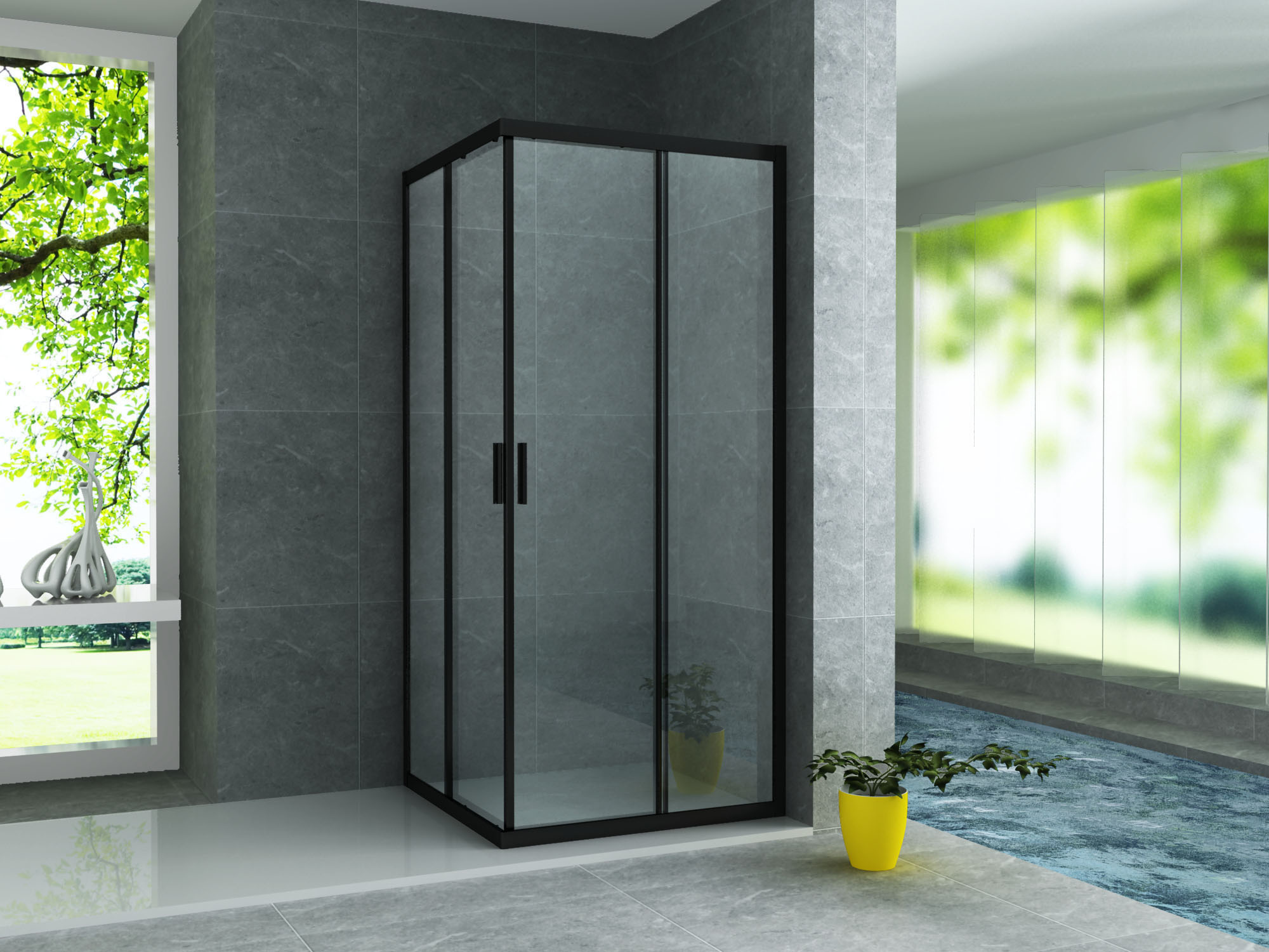 Douchecabine Aqua Splash Hayes 80x80x195 cm Mat Zwart Aluminium Profiel Aqua Splash