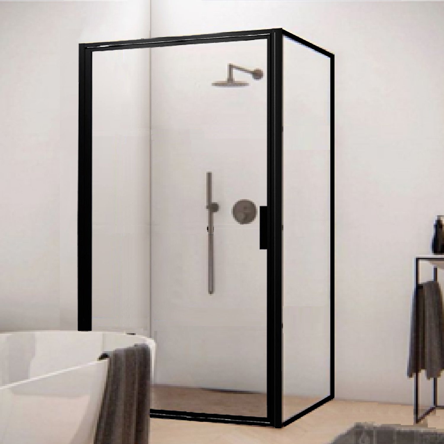 Aqua Splash AQS Douchecabine Recta 90 cm met Nano Glas en Mat Zwart Profiel - Aqs Douchecabine Recta 90x70 cm Mat Zwart Profiel