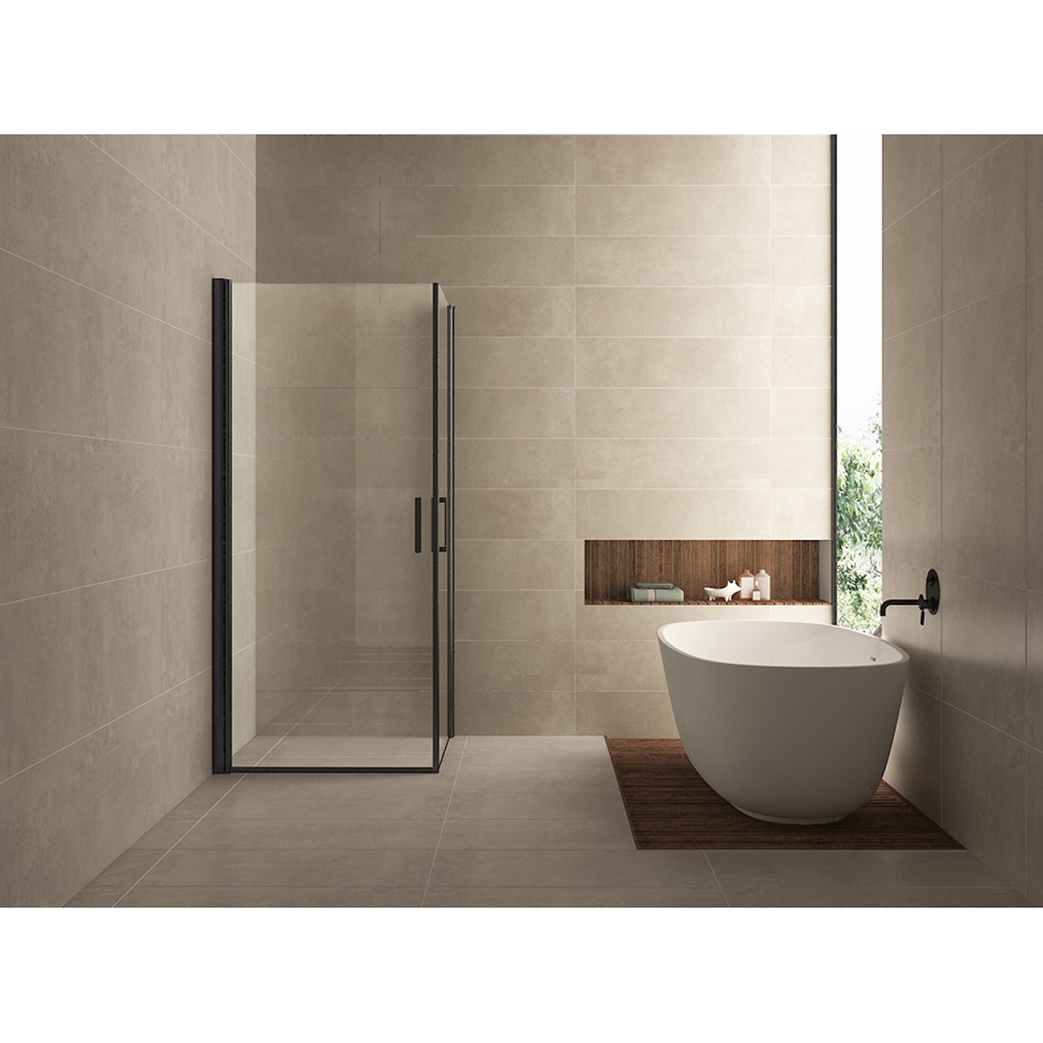 Wiesbaden Douchecabine Uni 2 Draaideuren 90x90 cm Nano Helder Glas 8 mm Mat Zwart